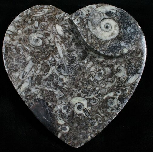 Heart Shaped Fossil Goniatite Dish #4952